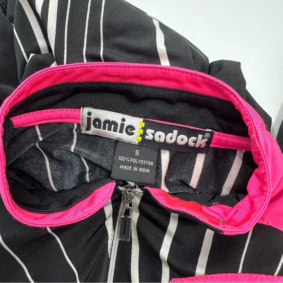 Jamie Sadock Women’s S 1/4 Zip Golf Polo Shirt 1/2 Sleeve Relaxed Fit Black Pink - Picture 7 of 11